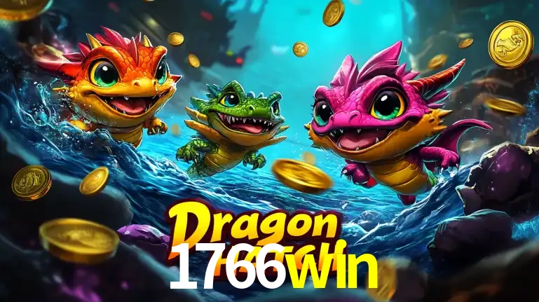 Arte promocional do jogo Dragon Hatch com três adoráveis dragões bebês nadando entre moedas de ouro, um dos slots mais divertidos para jogar no cassino 1766win.
