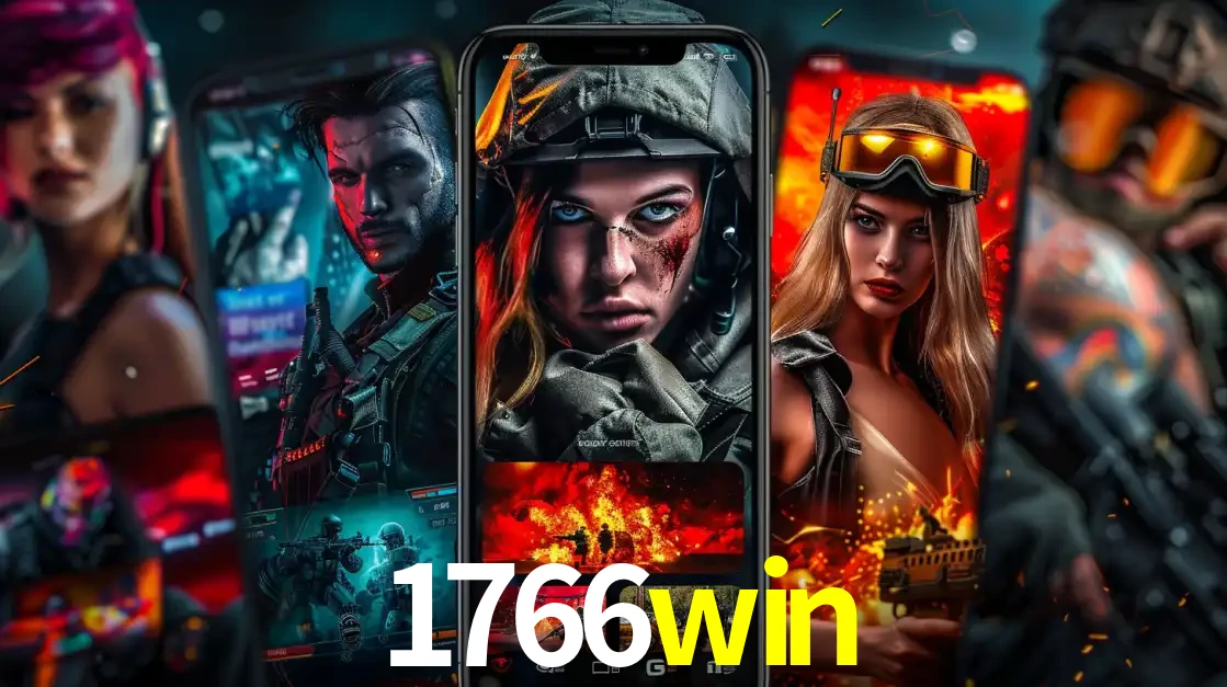 Montagem de telas de celular mostrando diversos personagens, masculinos e femininos, de um jogo de tiro, ilustrando a diversidade de equipes de e-sports para apostar no 1766win.