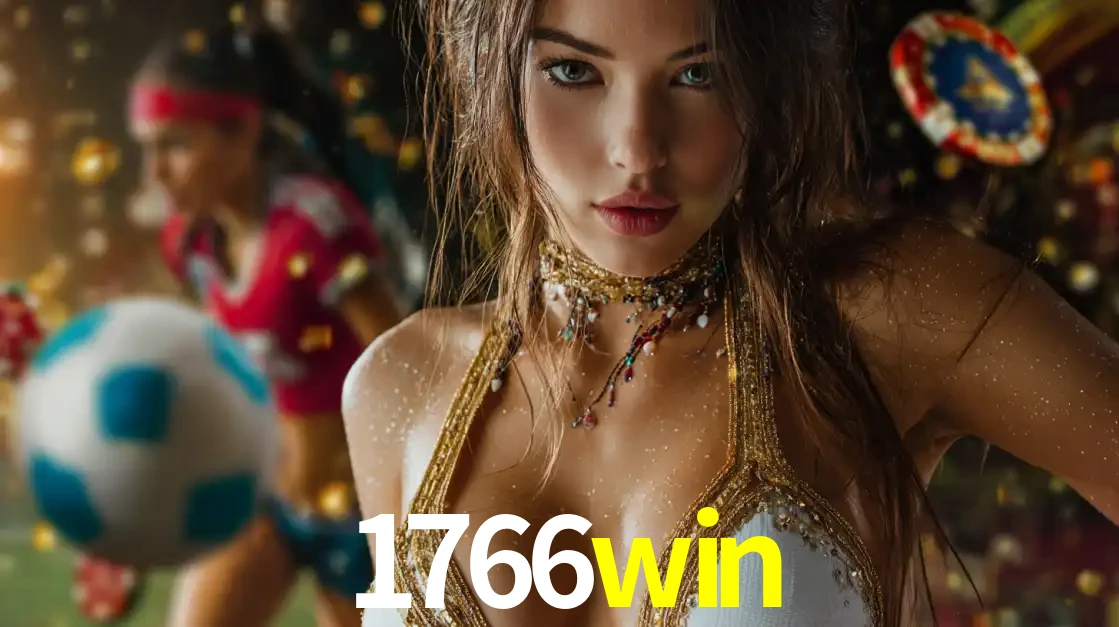 Mulher elegante representando a combinação de glamour e emoção das apostas esportivas, com uma jogadora de futebol ao fundo, destacando a ação no 1766win.
