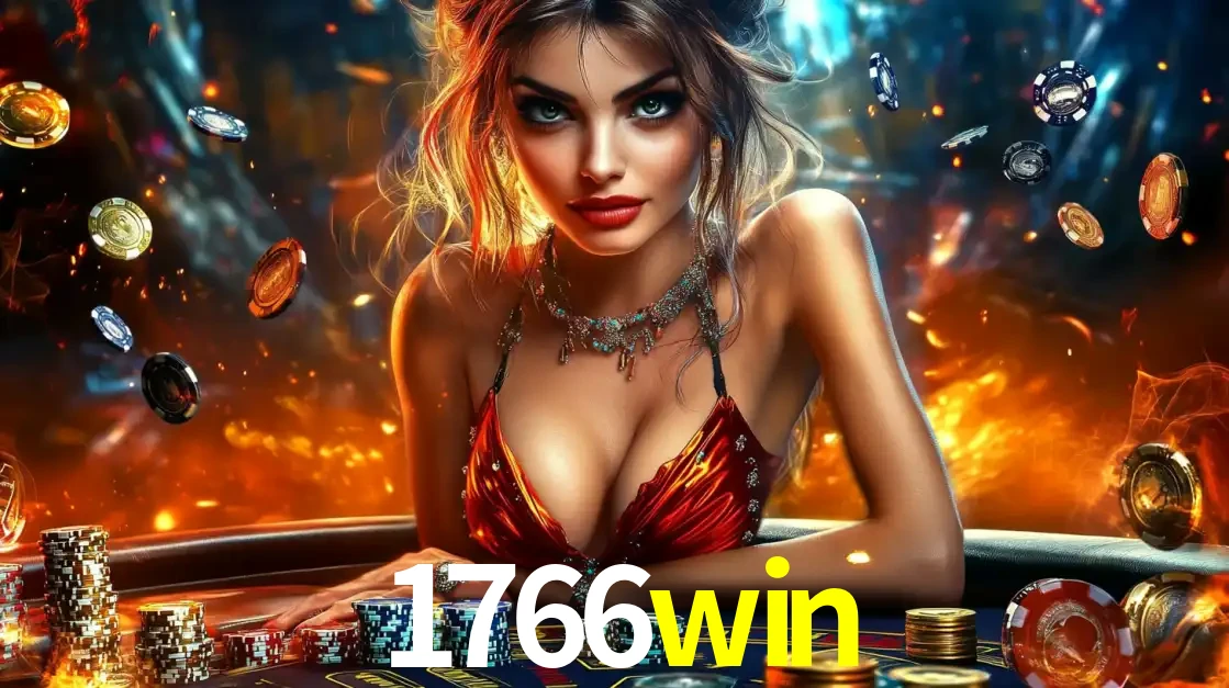 Mulher em uma mesa de cassino com pilhas de fichas e um fundo de fogo, pronta para uma rodada de altas apostas nos jogos de mesa emocionantes do cassino 1766win.