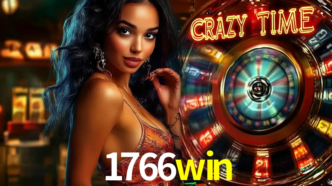 Mulher elegante ao lado da vibrante roda da fortuna do jogo de cassino ao vivo Crazy Time, um dos game shows mais populares e cheios de prêmios do 1766win.